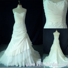 2010 A Line Strapless Asymmetric tafetá vestido de noiva (74100)